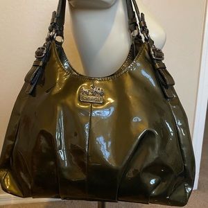 Coach purse olive green patent